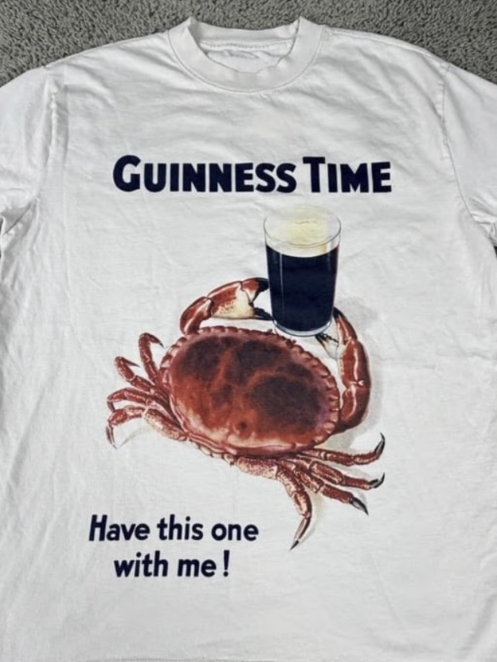 Gildan White "Guinness Time" Crab Graphic T-shirt